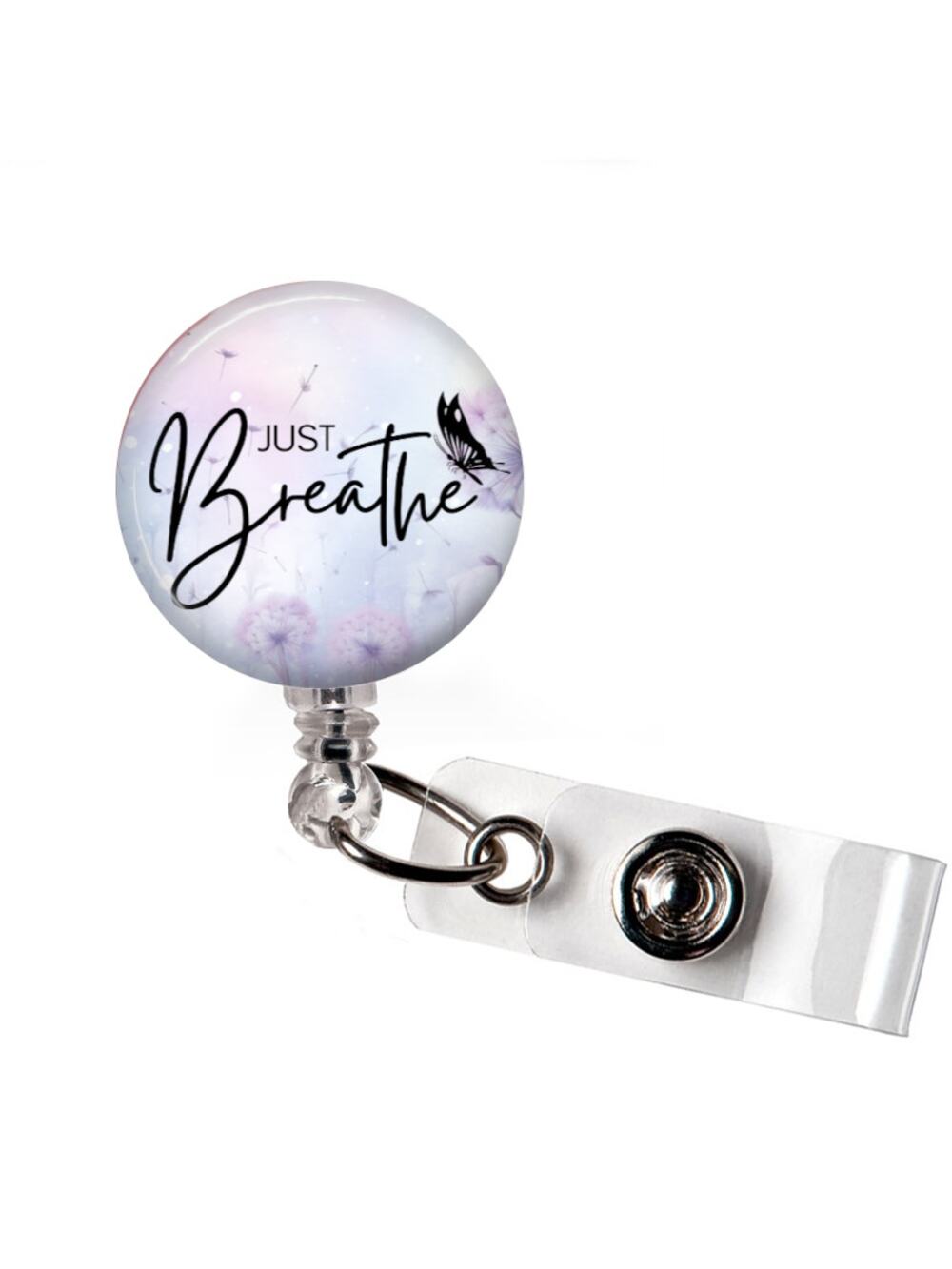 Just Breathe Badge Reel Motivational Gift Retractable ID Holder